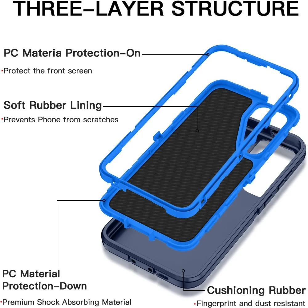 Heavy Duty 3-Layer Armor Protection Phone Case with Matte Impact Resistance