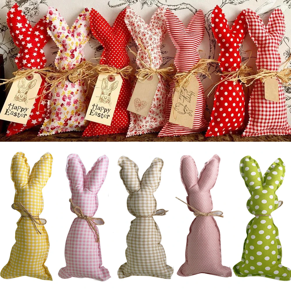 1pc Easter Cotton Fabric Rabbit Ornament Pink Yellow Rabbit Pendant for ...