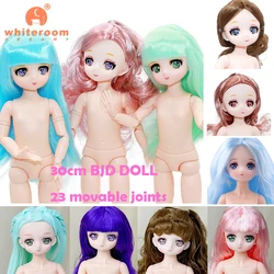 30cm Cartoon Face Doll Naked Body Naked Baby 6 Points Nude Comic Bjd Toy Two-dimensional Makeup 23 Joint General Muscle Toy