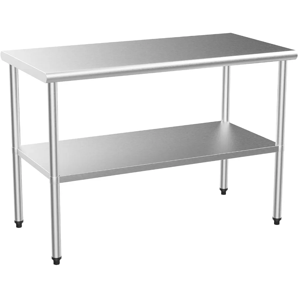 

ROVSUN 48'' x 24'' Stainless Steel Table for Prep & Work,Commercial Worktables & Workstations,Heavy Duty Metal Table