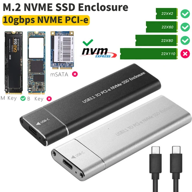Boîtier de disque dur externe, M.2 NGFF/NVcloser, SSD, NVMe, USB 3.1, Type C,  6/10Gbps, adaptateur M Key HD - AliExpress
