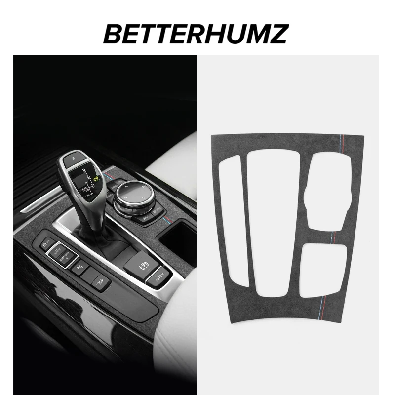 BMW X5 F15 X6 F16 コンソール シフト カバー ギア チェンジ レバー ボタン パネル トリム Mスポーツなど 黒 カーボン柄 : BETTERHUMZ Car Center Console Gear Shift Panel Side
