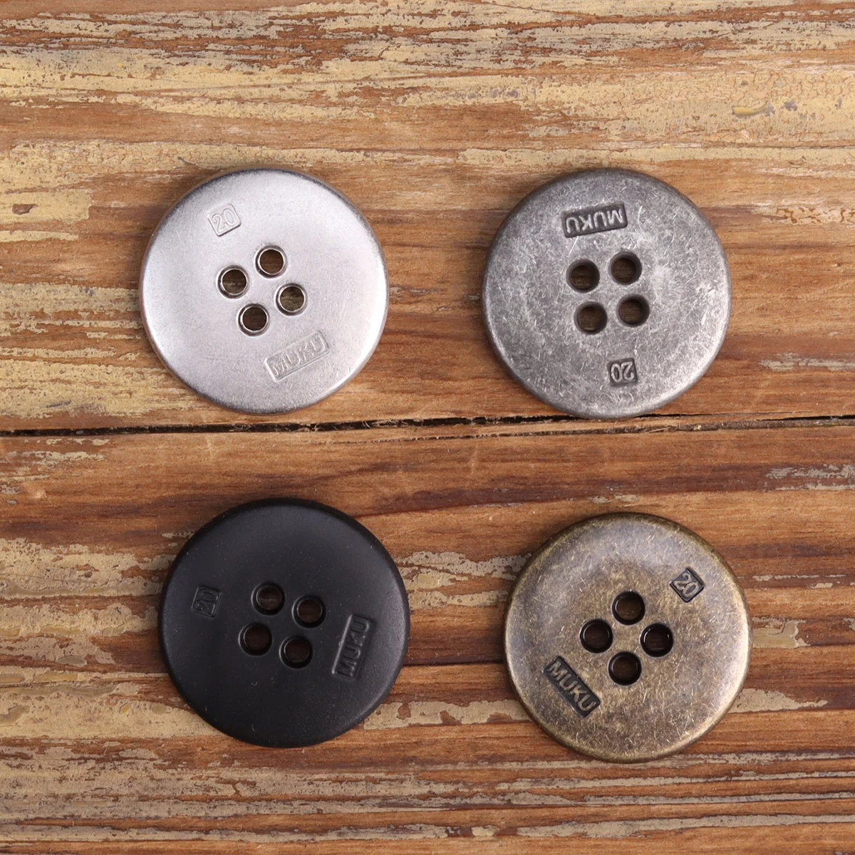6pcs MUKU 2024 New Metal Series Thin 4 Hole Zinc Alloy Metal Buttons For Clothing High Quality Shiny Silver Matte Black Vintage 3