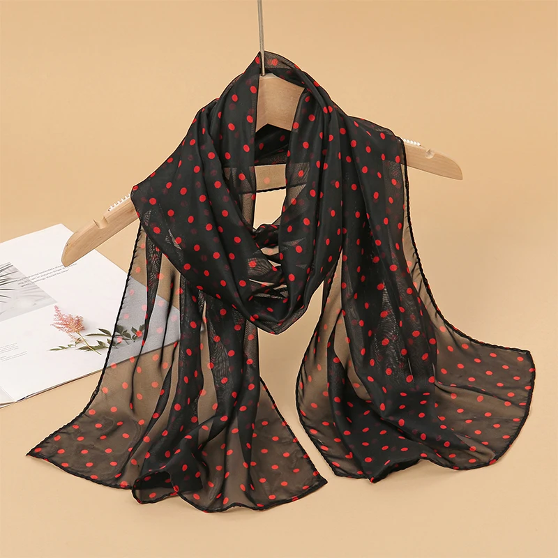 Damen Chiffon Dot Schal Schal Vielseitiger Sonnenschutz Dekorative Schals Luxus Elegante Dame – Detail 10
