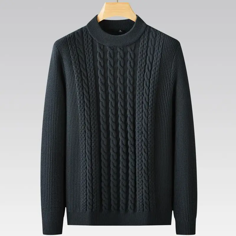 8XL 7XL 6XL 2023 New Deep Winter Top Quality Thick Warm Sweater Men Vintage Twist Mens Sweaters Half Turtleneck Knitted Pullover 3