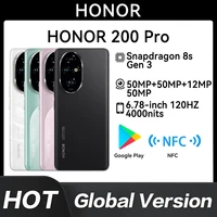 New Original Global Version Honor 200 Pro Snapdragon 8s Gen 3 6.78" 120Hz AMOLED 5200mAh 100W SuperCharge NFC HONOR 1