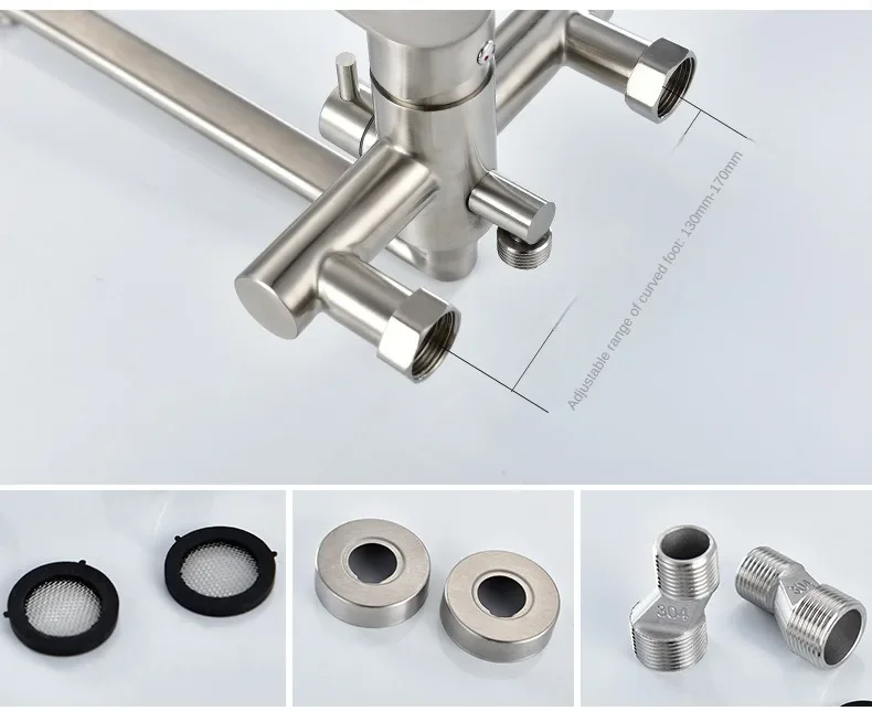 Toilet Bathtub Water Faucet Tap Cold and Hot Extended Shower Faucet Set Wall Mounted Mixed Valve with Shower Head Sprayer 4