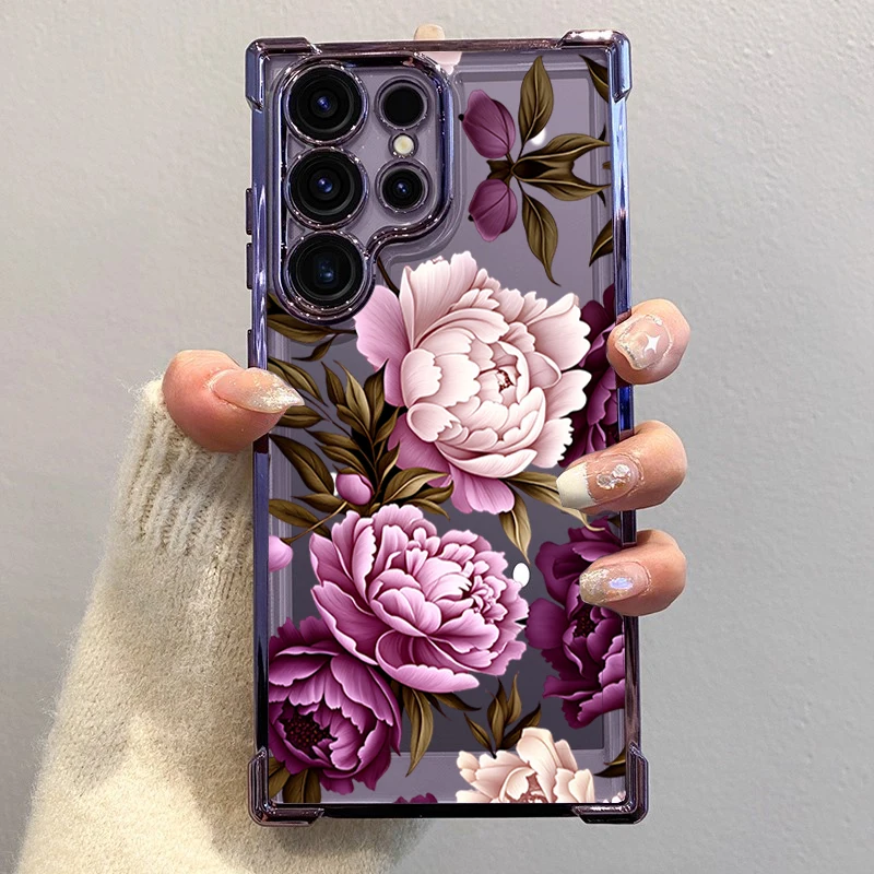 Elegant Purple Peony Pattern Phone Case Cover