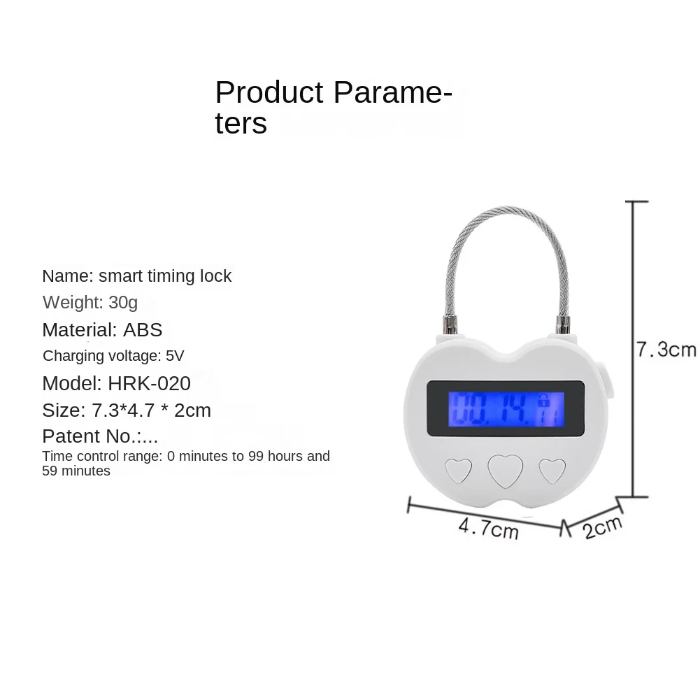 Smart Time Lock LCD Display Time Lock Multifunction Electronic Timer Waterproof USB Rechargeable Temporary Timer Padlock
