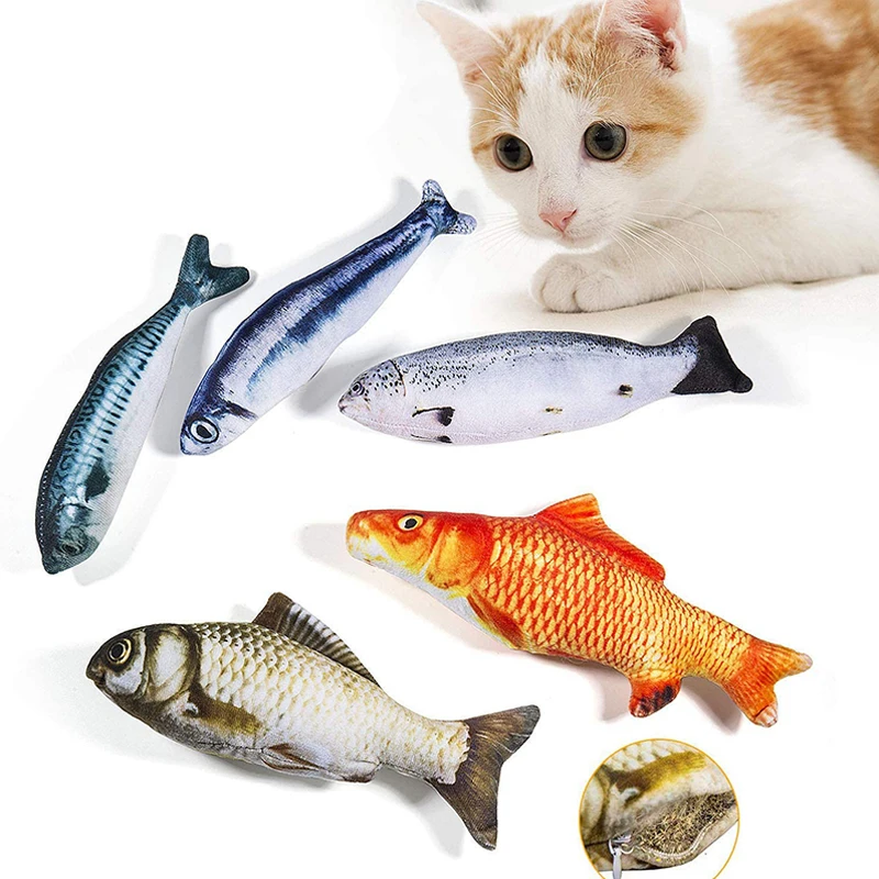 

Pet Soft Plush 3D Fish Shape Cat Toy Interactive Gifts Catnip Stuffed Pillow Doll Simulation Playing Prop For Kitten Accessories
