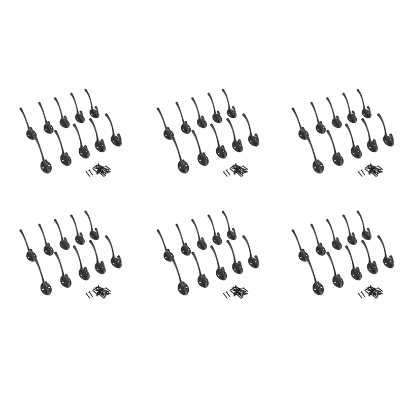 

Double Coat Hook 60 Pcs Classic Antique Industrial Style Iron Hanger