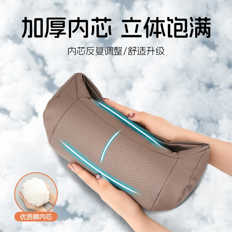 Car Leather Headrest Universal Neck Pillow For Mercedes-Benz BMW Audi Tesla Car