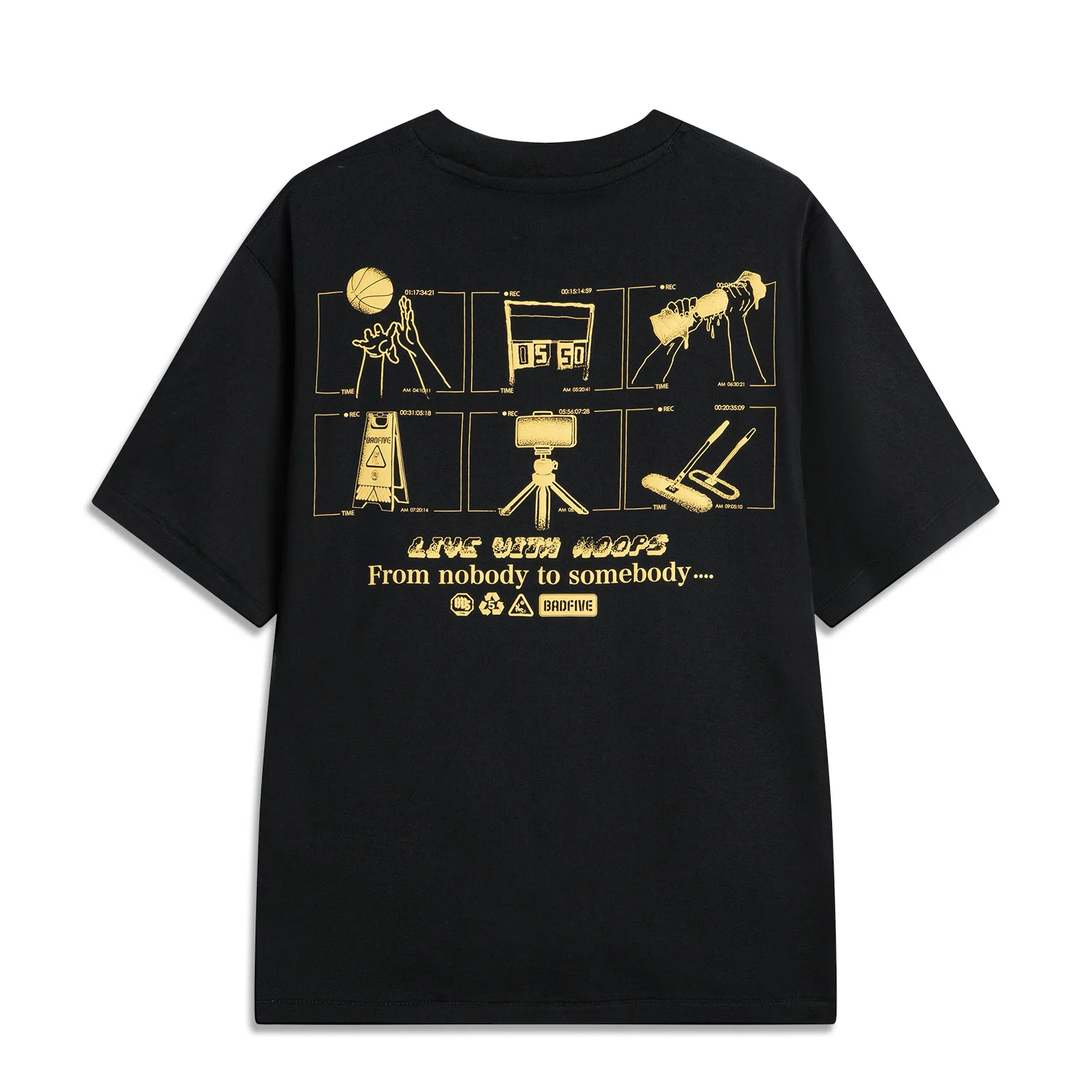 Li-Ning Men BADFIVE T-shirt Cotton Loose Fit Comfortable LiNing Casual Short Sleeve Basketball Culture Tee Tops AHSV027 men sport tees