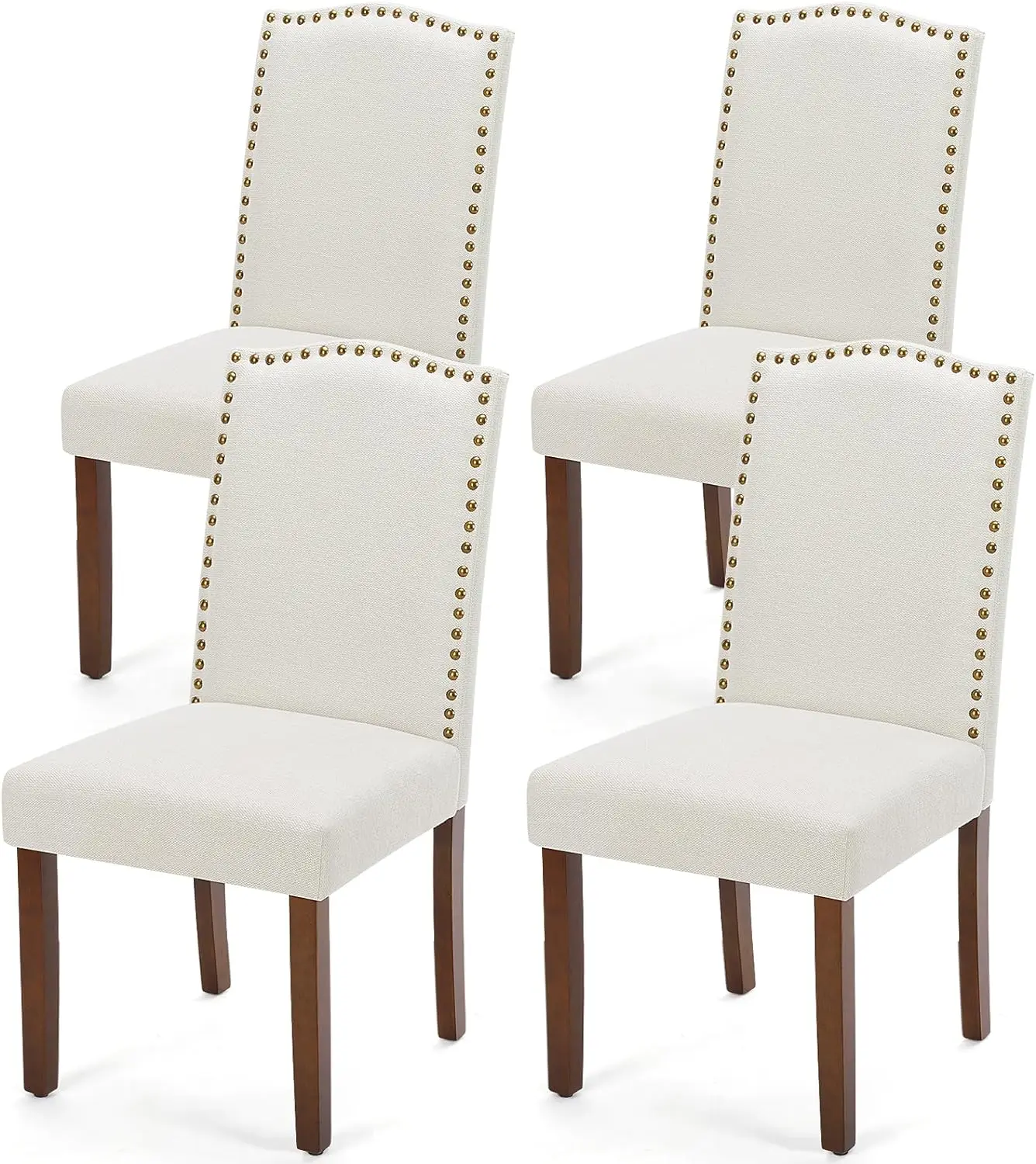 Upholstered Dining Chairs Set of 2/4/6, Modern Upholstered Fabric Dining Room Chair with Nailhead Trim and Wood Legs,
