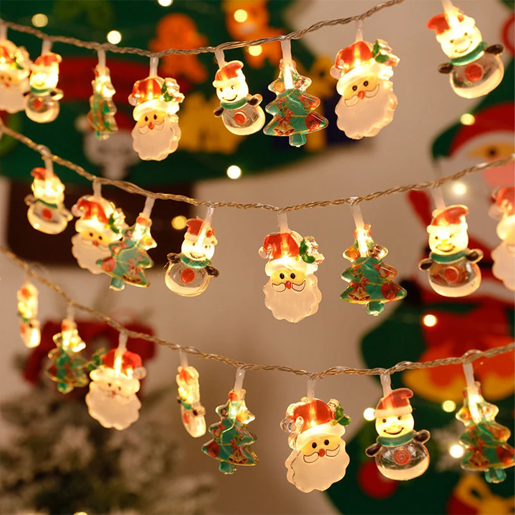 

3/6m Christmas String Lights LED Fairy Light Battery Operated with Remote Snowman Santa Claus Xmas Strip Light Indoor Home Decor