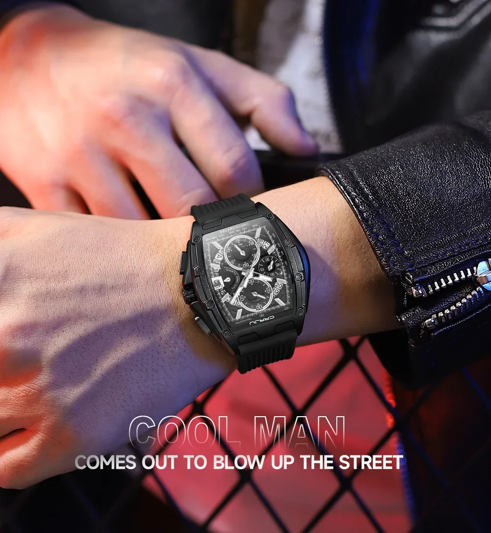 Top Brand Men's Watches Luxury Square Quartz Wristwatch Waterproof Luminous Chro