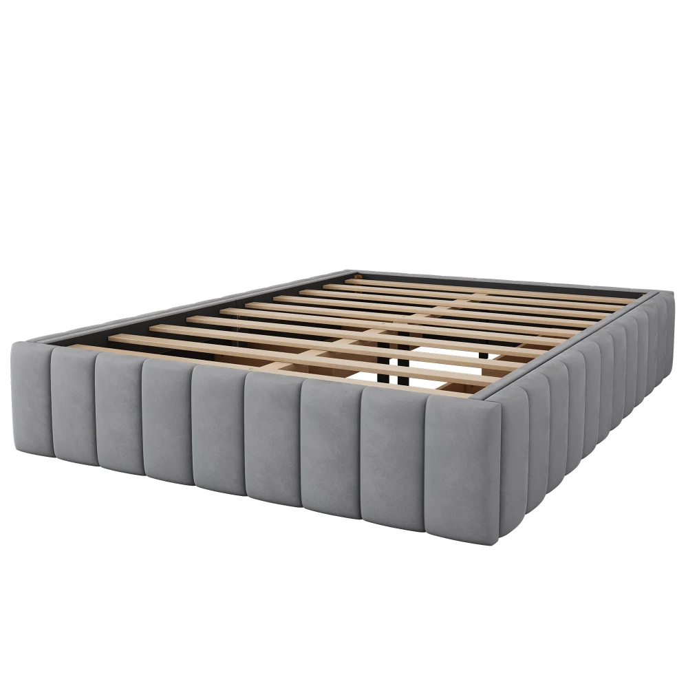 140 x 200 cm Polsterbett mit 4 Schubladen, Bettgestell, Doppelbett mit Gitter (ohne Matratze), ohne Kopfteil, minimalistisches Design – Detail 40