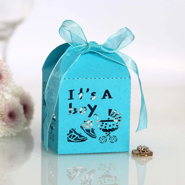 10/20/30Pcs Baby Shower Gift Box Boy or Girl Chocolate Box with Ribbon