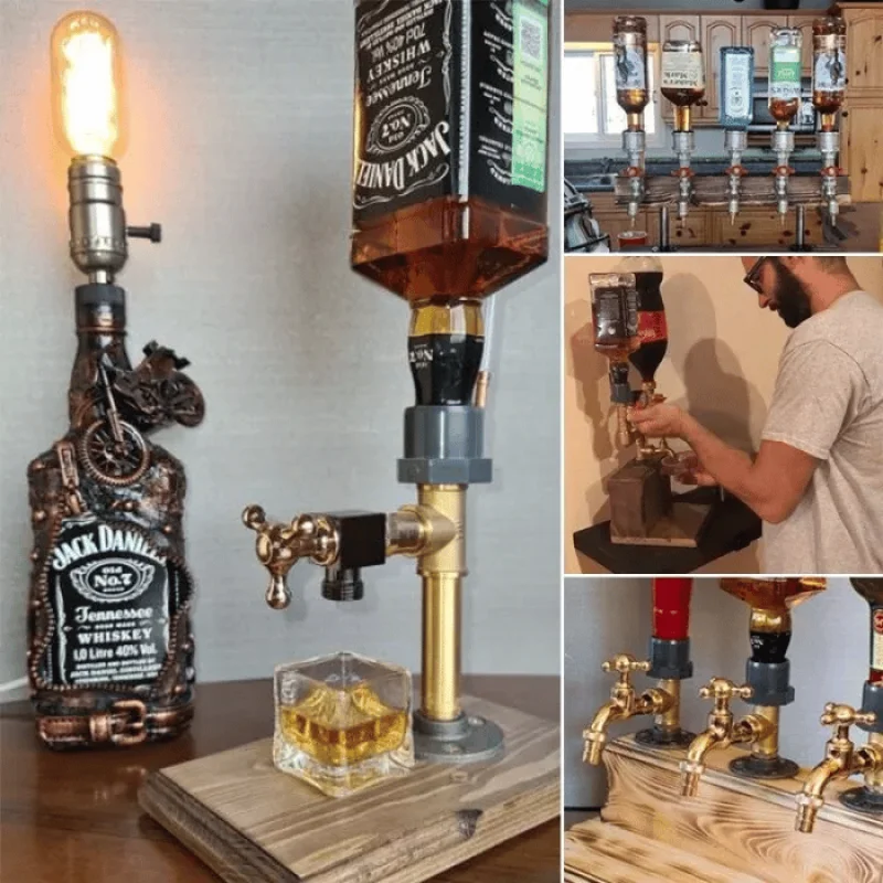 Liquor Alcohol Whiskey Wood Dispenser Whisky Bottle Rack and Pour Acohol Dispenser for Home Bar Unique Gift for All Wine Lovers liquor pourers,liquor dispenser