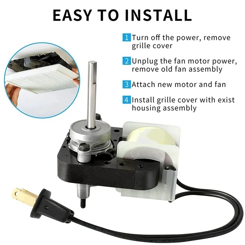 Bathroom Exhaust Vent Fan Motor Complete Kit Universal Parts For Broan Nutone C01575 50 CFM 120V Uppco US Plug