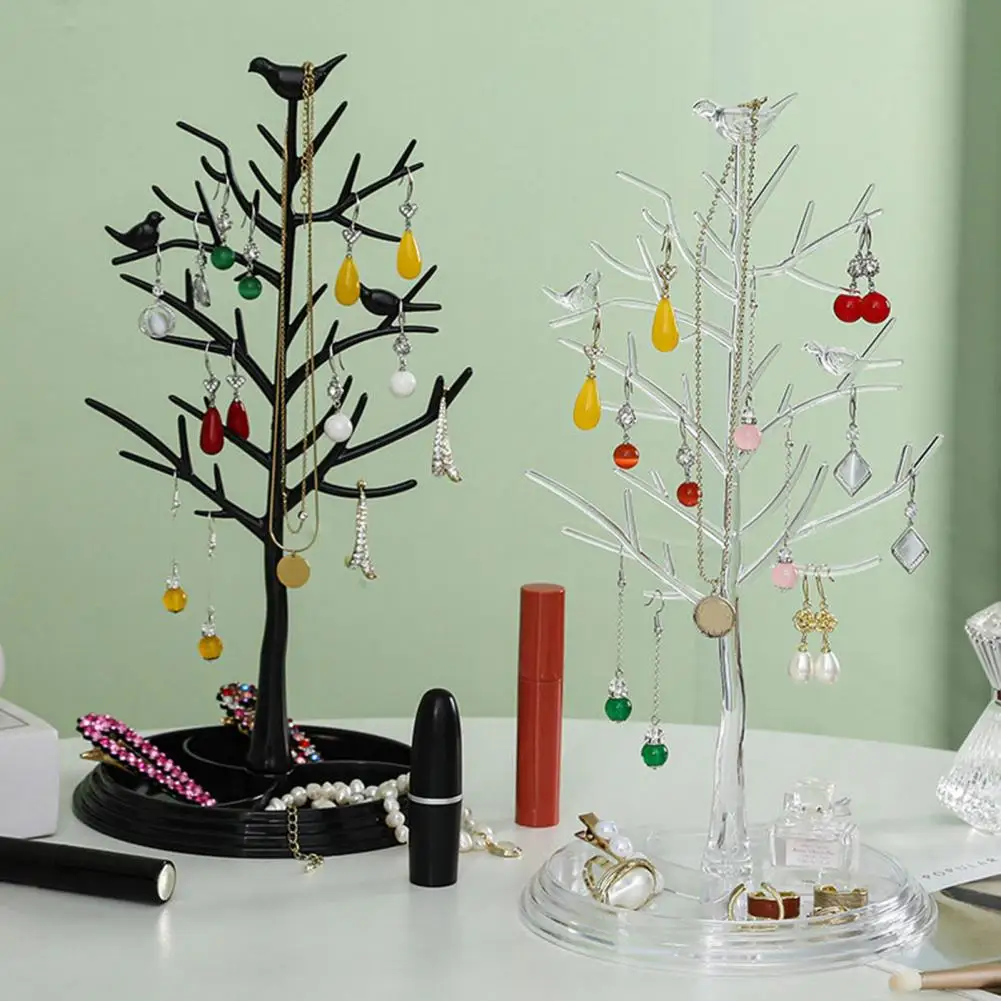 

Jewelry Stand Organizer Tree Shape Plastic Tangle-Free Detachable Stable Base Earring Hanger Necklace Holder Display Tray