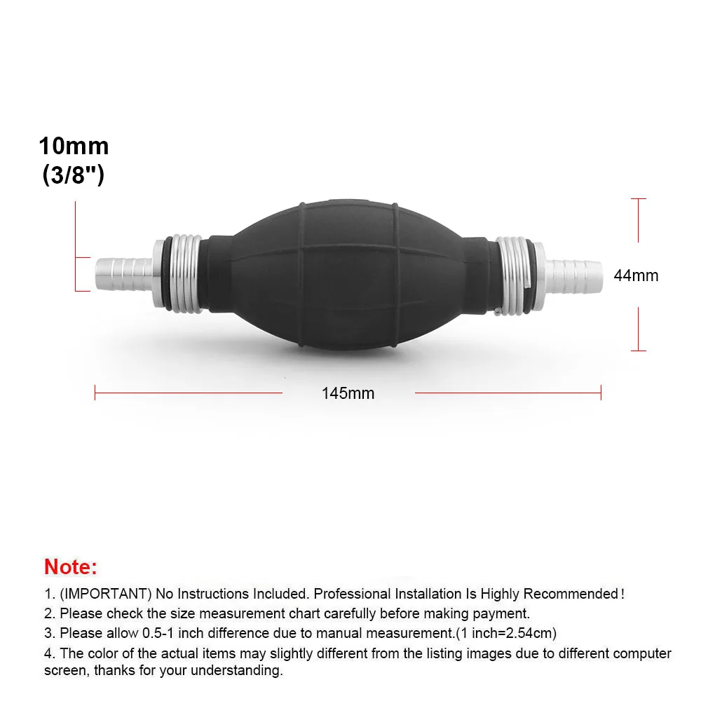 Fuel Pump 6mm/8mm/10mm/12mm Hand Rubber Aluminum Primer Bulb for Car Boat Marine Outboard