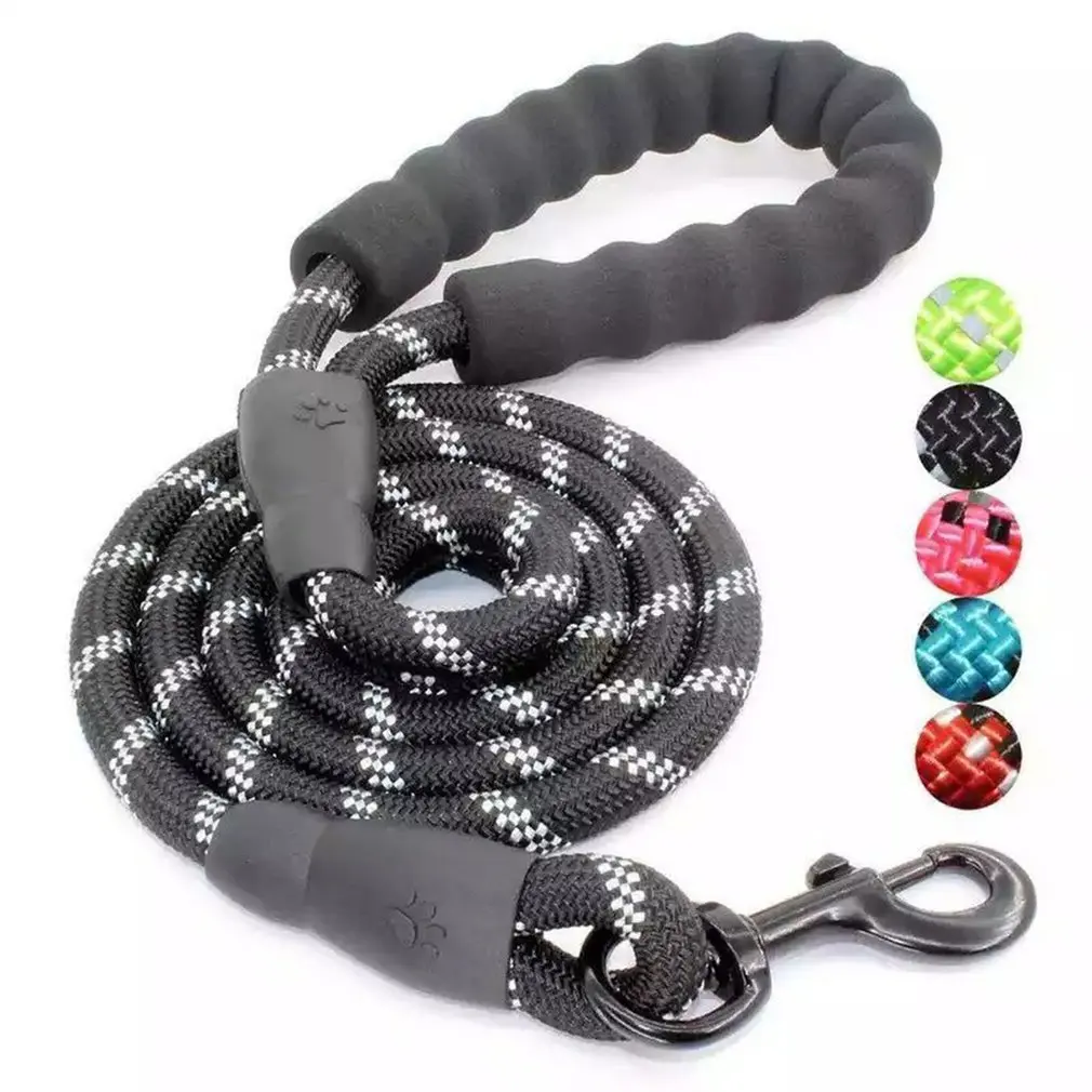 1.5M Long Pet Leash Reflective Strong Dog Leash With Comfortable Padded Handle Heavy Duty Training Durable Nylon Rope Leashes