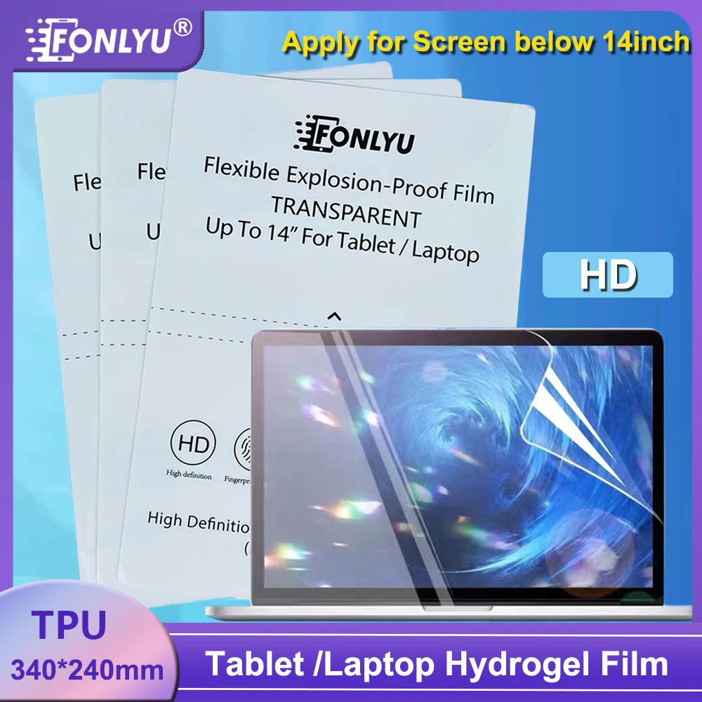 Fonlyu-tpu hd Matte Filme Flexível Hidrogel para Tablet Laptop Screen Protector Máquina de Corte Plotter para Ipad Pro 12.9 14 Polegadas