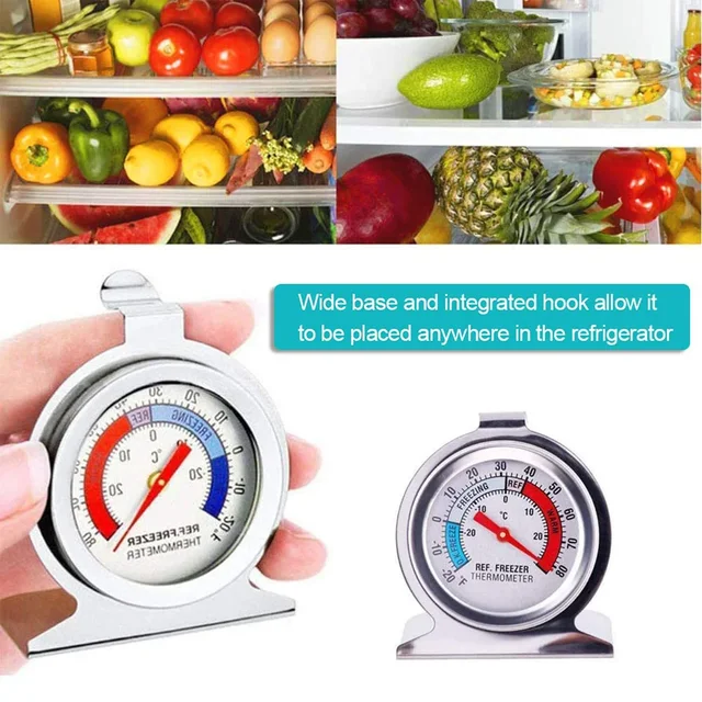 2/4/16pcs Refrigerator Freezer Thermometer with Large Dial & Red Indicator 2