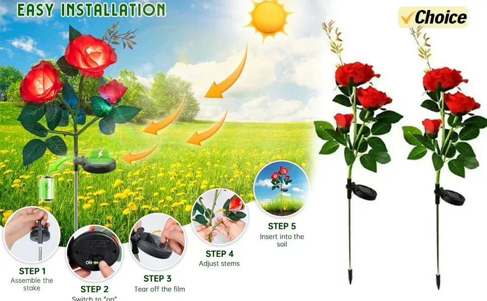 Description Picture 3 of itemSolar Powered Outdoor Lights Garden Decoration Landscape Spotlights Waterproof Solar Lighting Yard Lawn Pathway Auto On/Off