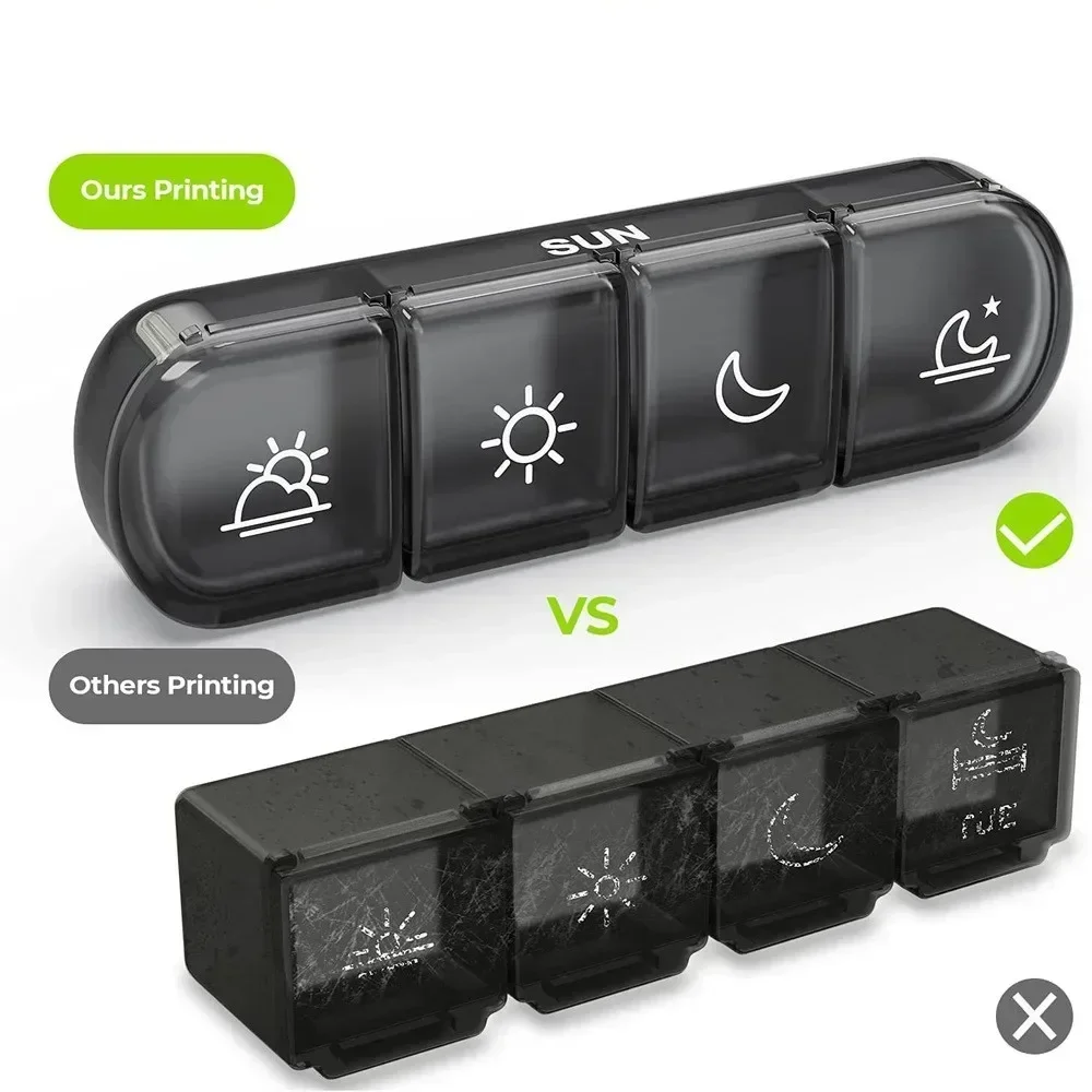 Pill Cases Box Organizer 7 Days 28 Grids 4 Times Portable Travel with Large Compartments for Vitamins Medicine Fish Oils