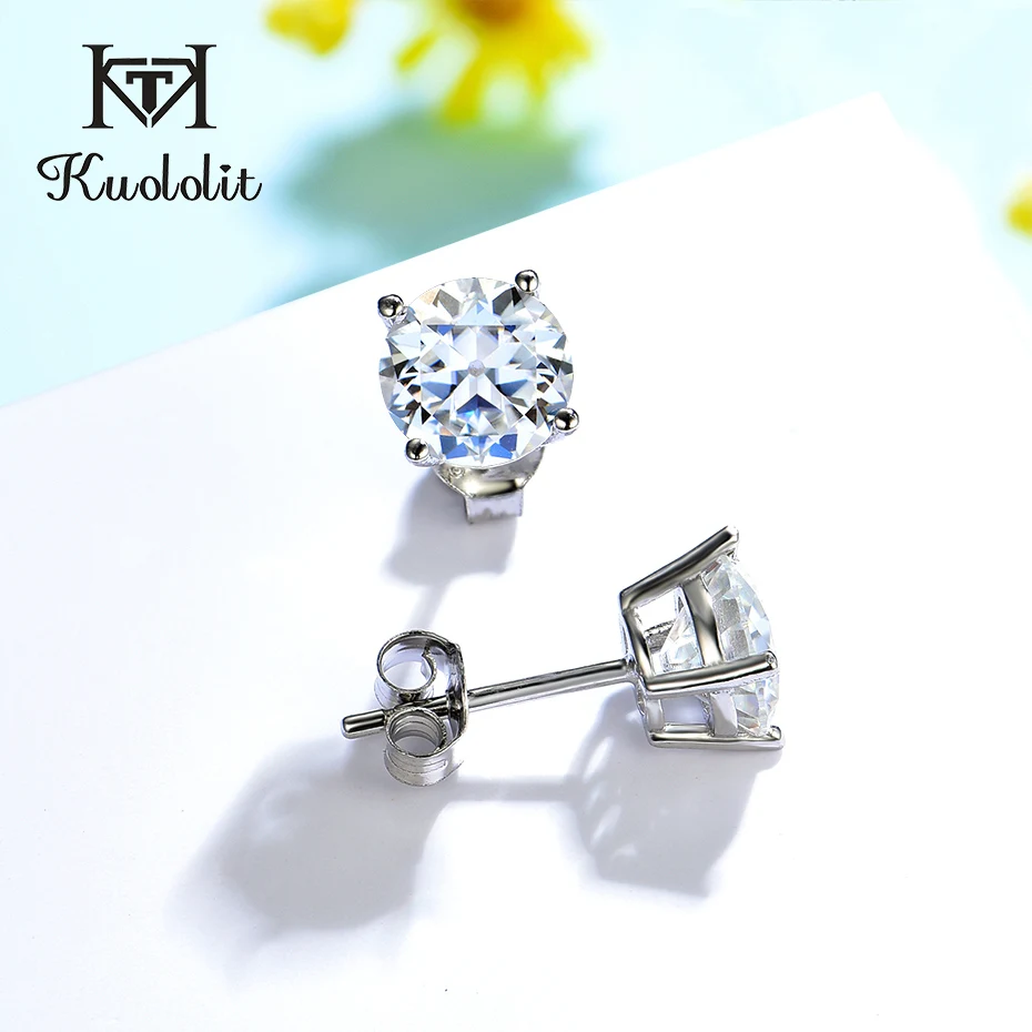 Stud Earrings 2.4CT OEC Moissanite for Women Solid 925 Sterling Silver Brillant Cut D VVS Solitaire for Christmas Fine