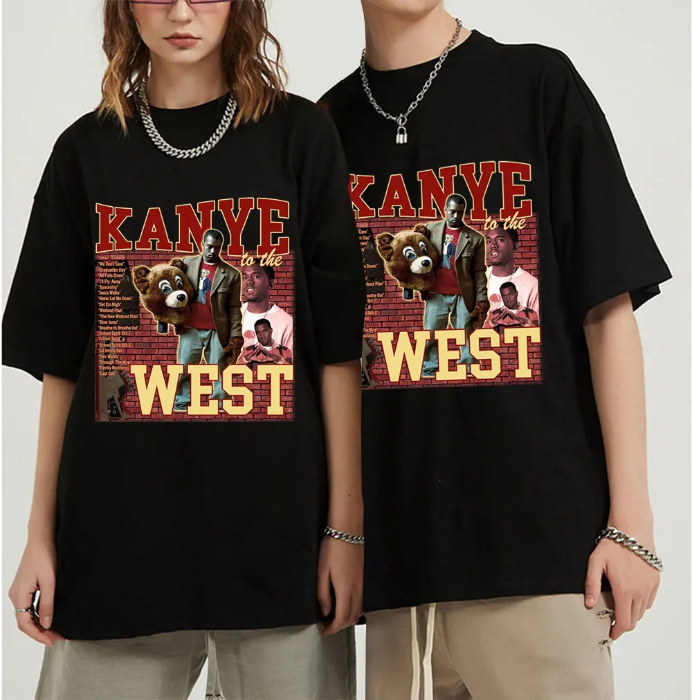 Футболка Kanye West 90s Мужская/Женская винтажная черная рубашка в стиле унисекс 100%