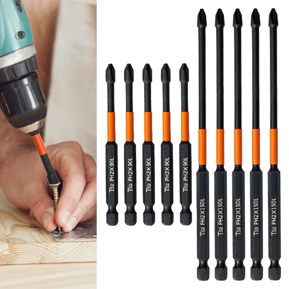 

10pcs PH2 Screwdrivers Bits Magnetic Cross Batch Head 1/4'' Hex Shank 90-150mm Alloy Steel For Electric Impact Driver Hand Drill