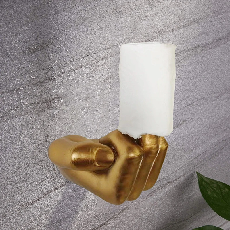 Toilet Paper Holder Creative Design Middle Finger Fun Wall Mount Middle Finger Holder Tissue Roll Paper Storage