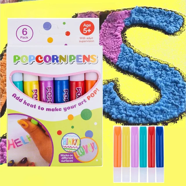 Stylo Popcorn à bulles imprimé en 3D pour enfants, manuel de bricolage,  écriture et peinture de cartes de voeux, stylo en coton à effet 6,000, 6  documents - AliExpress