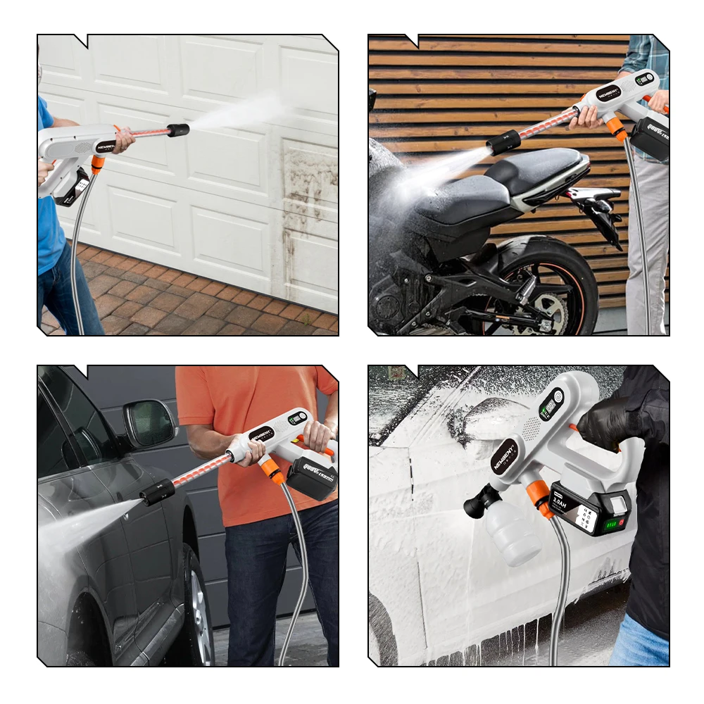 NEWBENY 250Bar High Pressure Brushless Car Washer 3 Gears Cordless Garden Car Cleaning Spray Gun Tool For Makita 18V-21V Battery 6