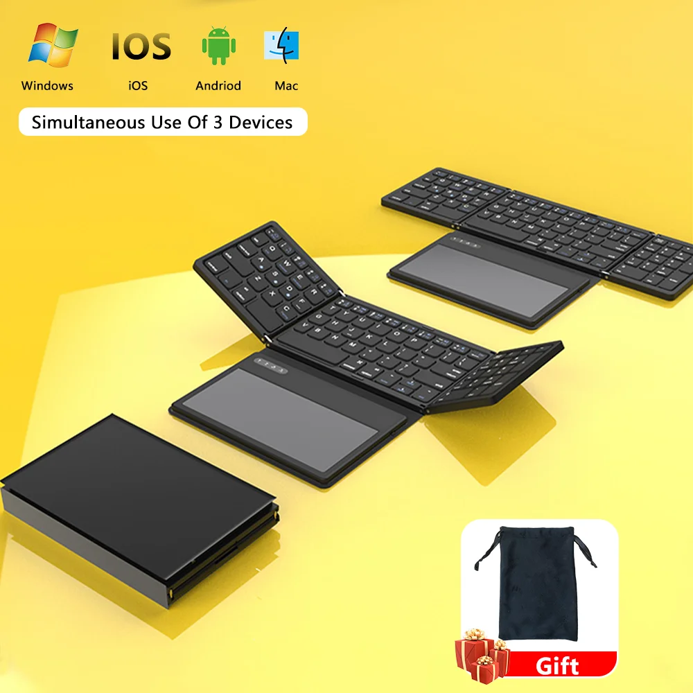 FoldableBluetoothWirelessKeyboardWithTouchpadUltraSlimPocket