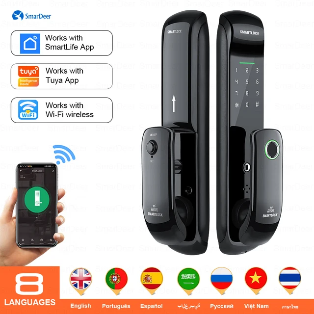 SmarDeer Electronic Lock for Tuya smart lock with Biometric Fingerprint Lock 5-in-1 keyless entry Digit Lock with Code