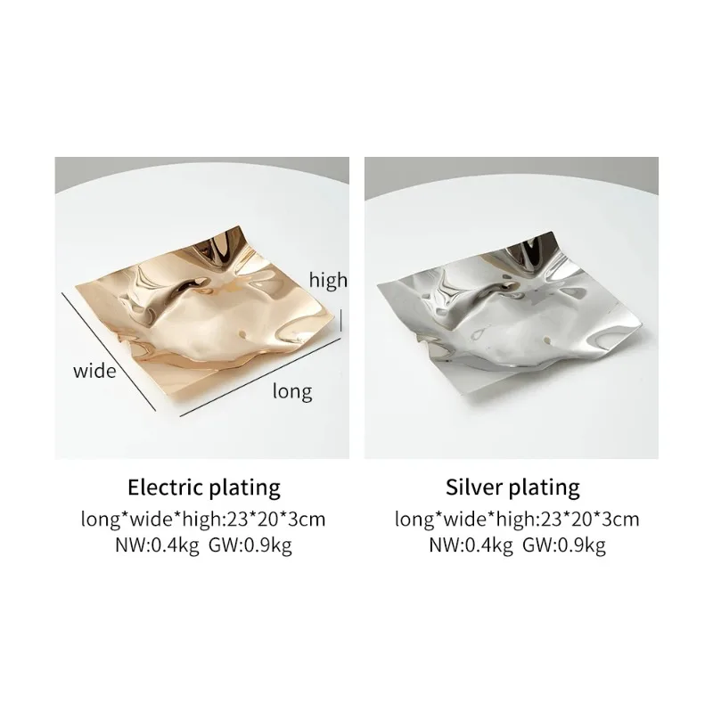 Nordic Creative Irregular Design Storage Tray Jewelry Stainless Steel Fruit Plate Home Decor Living Room Organizer