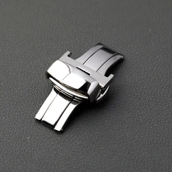 Stainless Steel Butterfly Clasp with Genuine Leather Strap - Silver Rose Gold Finish - 20mm (Silvery)