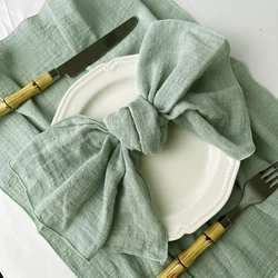 Set of 6 Cotton Gauze Cloth Napkins 30x30cm for Elegant Dining & Decor (6pcs sage green)