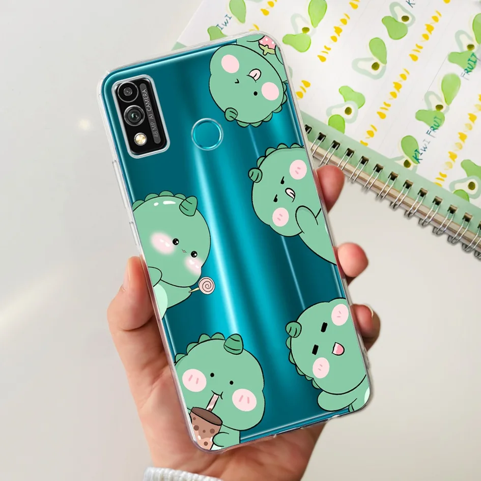 Floral Marble Transparent Silicone Soft Back Cover for Phone - Honor 9X Lite
