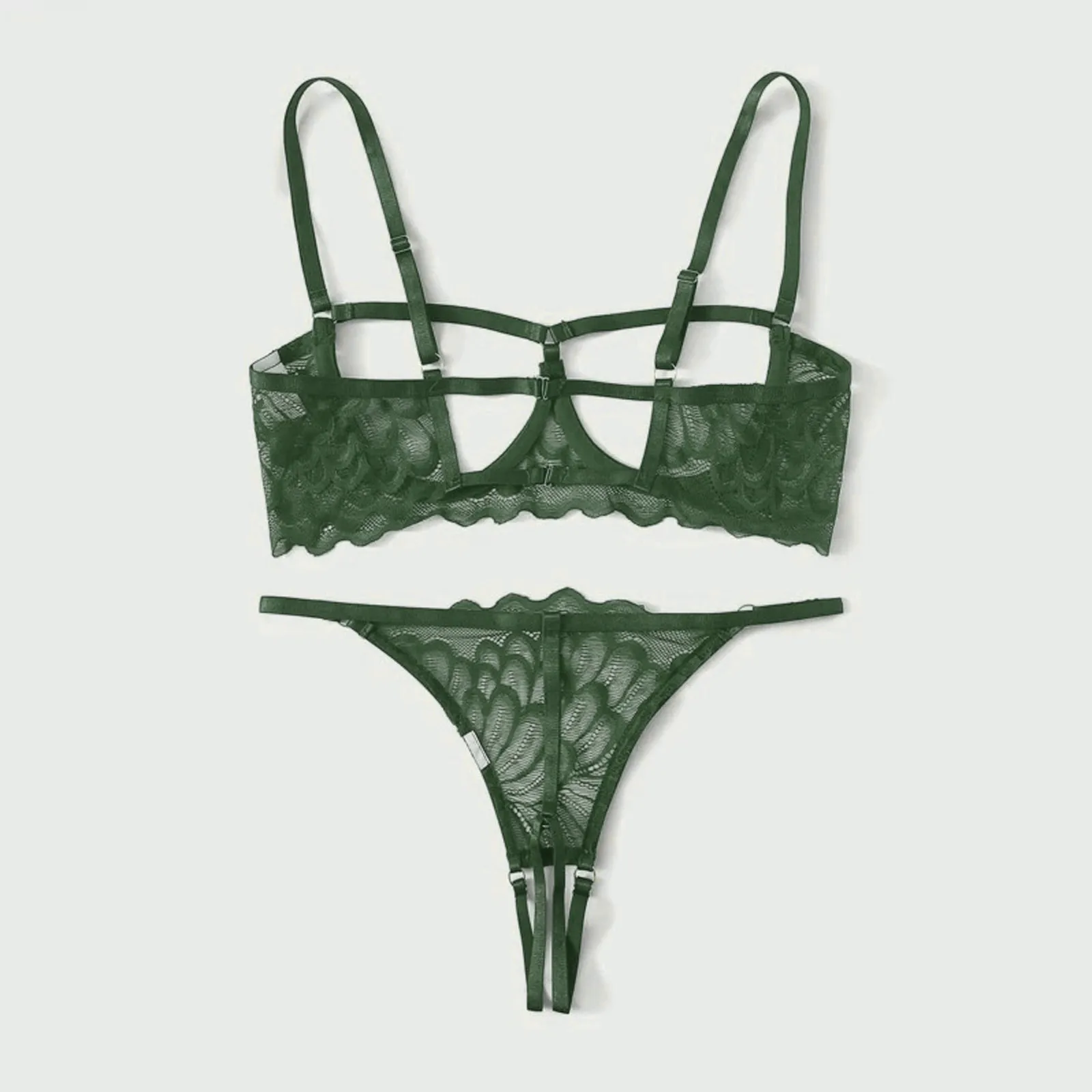 Women Lingerie Open Breast Steel Ring Bra Open Crotch Panties G-string Lace Sexy Push Up Lingerie Set