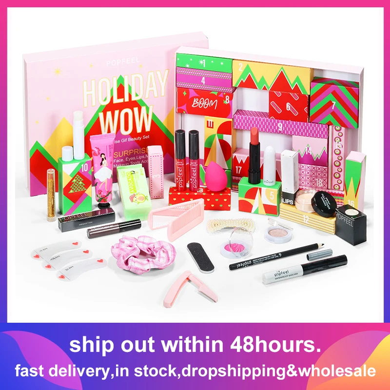 

Christmas Advent Calendar 2023 Makeup Tools Countdown Calendar Gift Box Lipstick Eye Shadow Cosmetics Set Party Favors For Women
