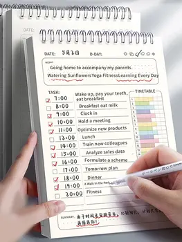 1pc Planner Agenda Spiral A5 Notebook Orari Piano giornaliero Lista delle cose da fare Blocco note 160 pagine di spessore Materiale scolastico per ufficio Cancelleria