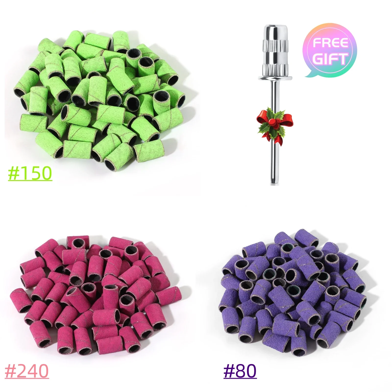 

50PCS Sanding Bands for Nail Drill Polishing Nail Cuticle Removal and Smoothening Nails with Mandrel Bits for Buffing Nails