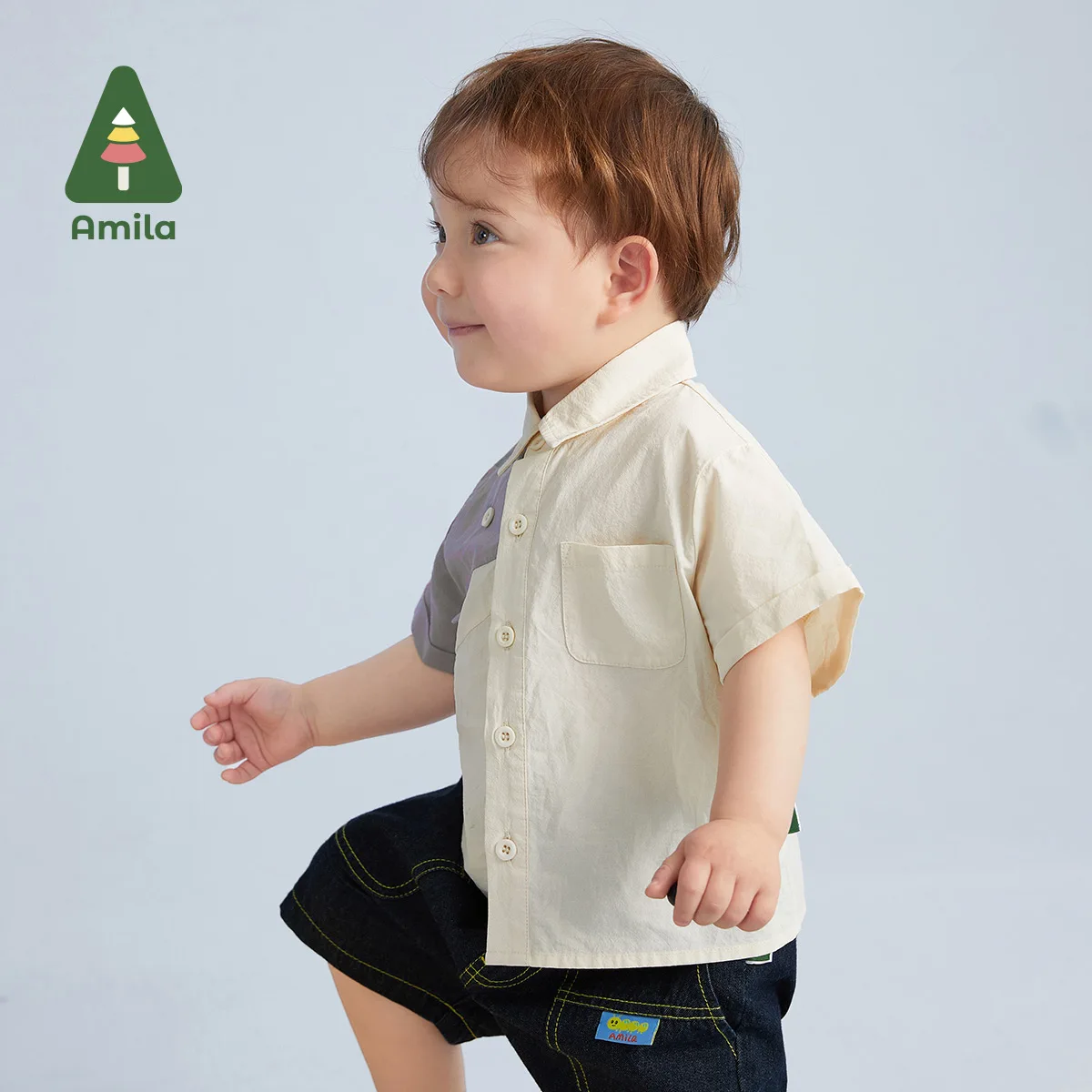 Amila Baby Boy Shirt Summer New 100% Cotton Cute Color Bump Whale Pattern Simple Breathable Top Children's Clothes 0-6Y