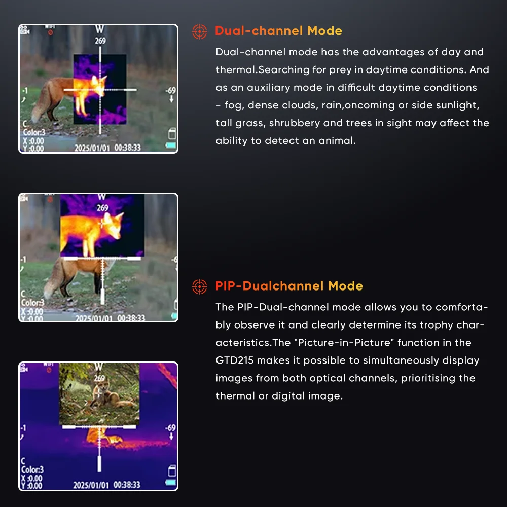 Multispectral Thermal Fusion Hunting Scope - 2K Visible Light & 256x192 Thermal