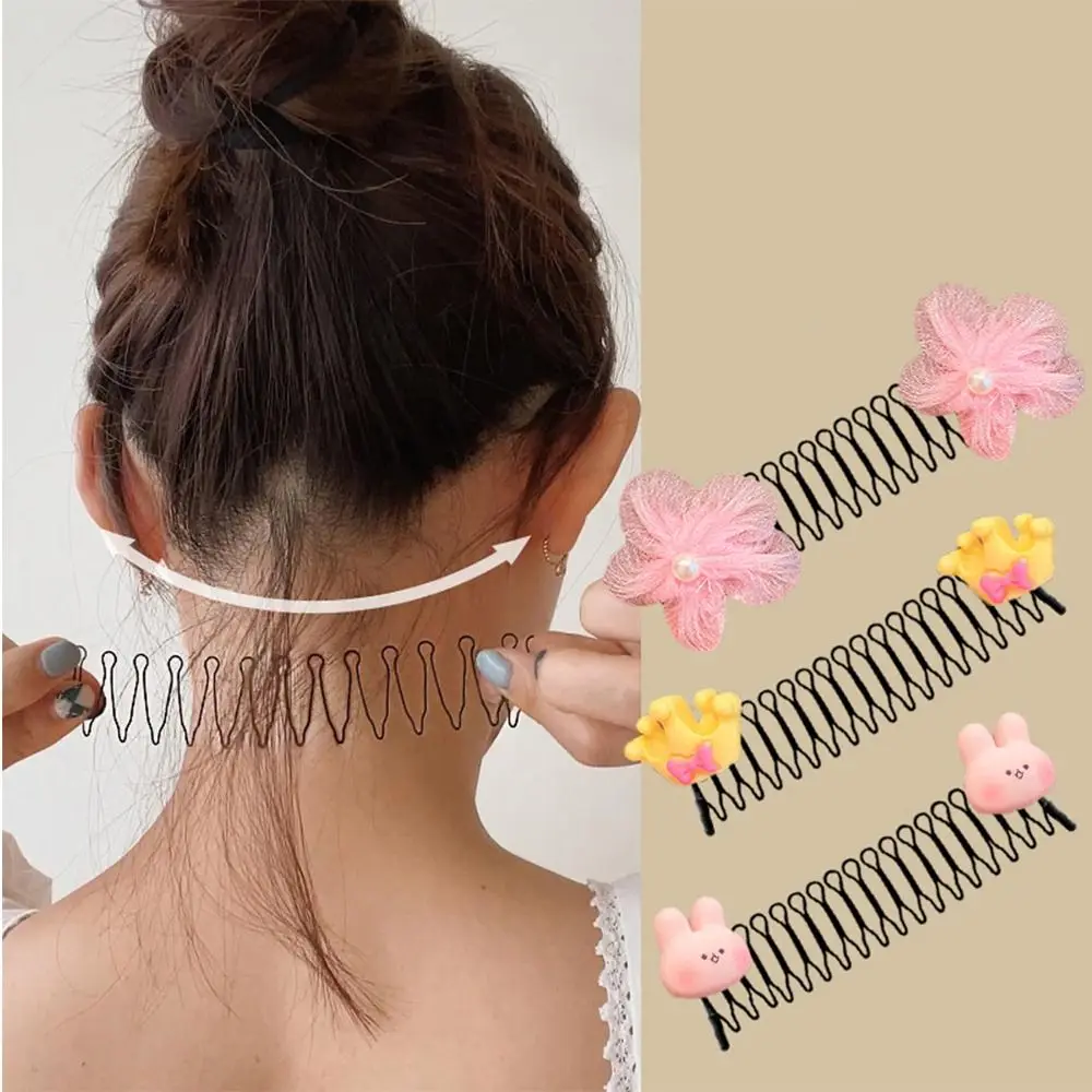 Cute Spring U Shape Hair Styling Comb Teeth Hair Wear Invisible Extra Hair Holder Flower Rainbow Girls